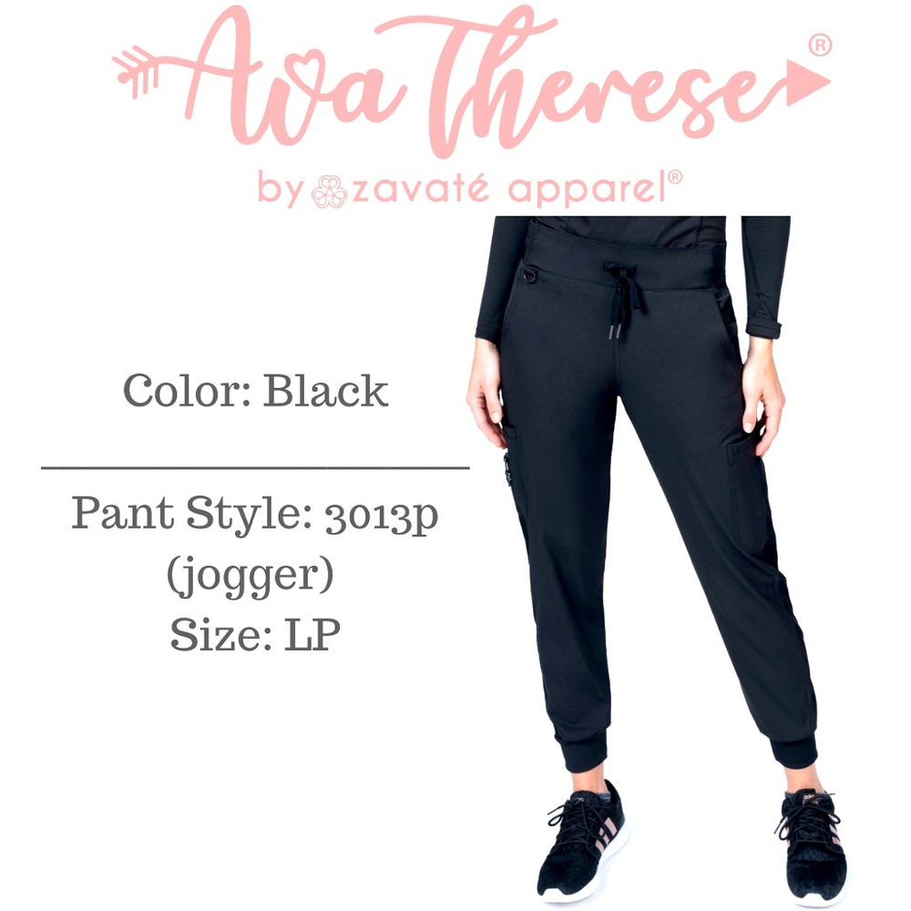 Ava Therese Black Petite Joggers, Size: Large Petite, Style: 3013P